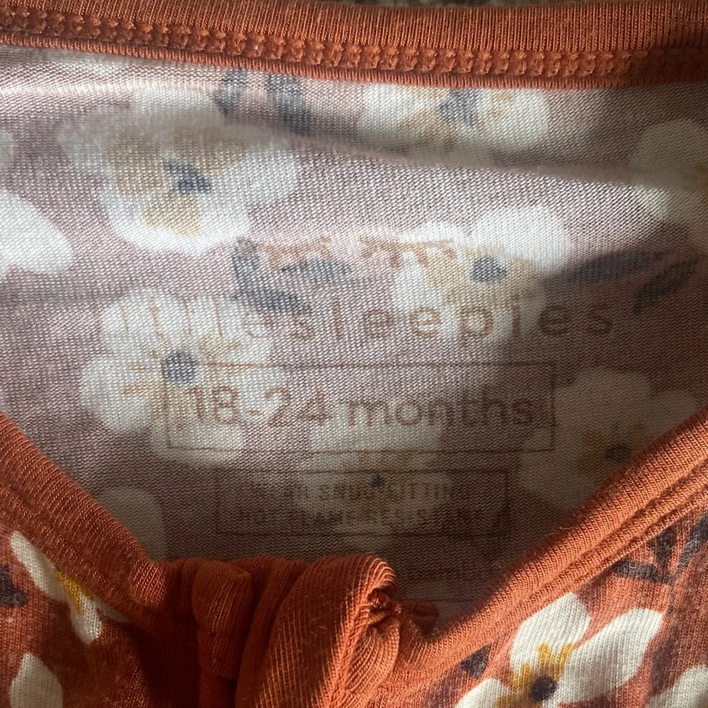 Little Sleepies 18-24 months Rust Floral Zip-Front Kids One-Piece Pajamas - Picture 2 of 5